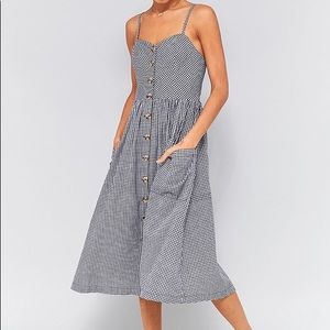 Long button down gingham dress